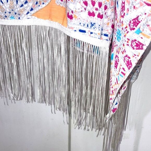 Anthropologie Casual Bohemian Print Fringed Swimsuit Cover One Size - Picture 8 of 11